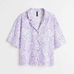 NWOT H&M Boxy Resort Shirt Purple Hawaiian
